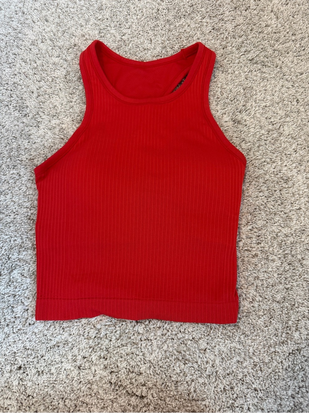 Red Ribbed Athletic Tank